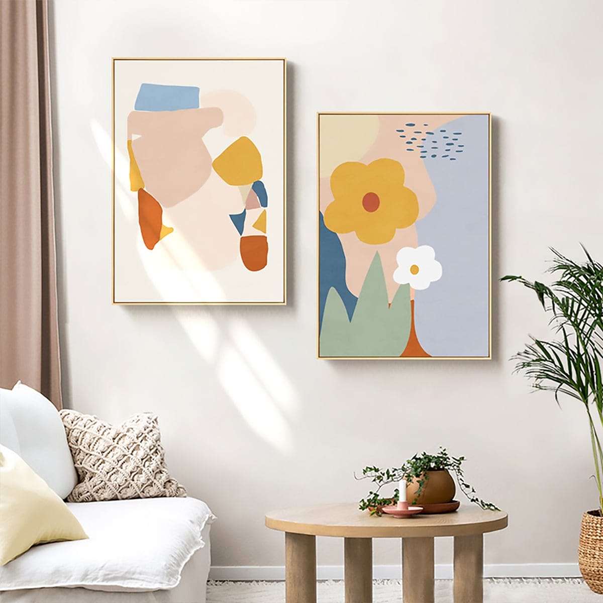 Set of 2 Minimalist Floral Paintings