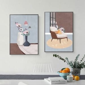 Bộ 2 Bức Mèo Và Hoa