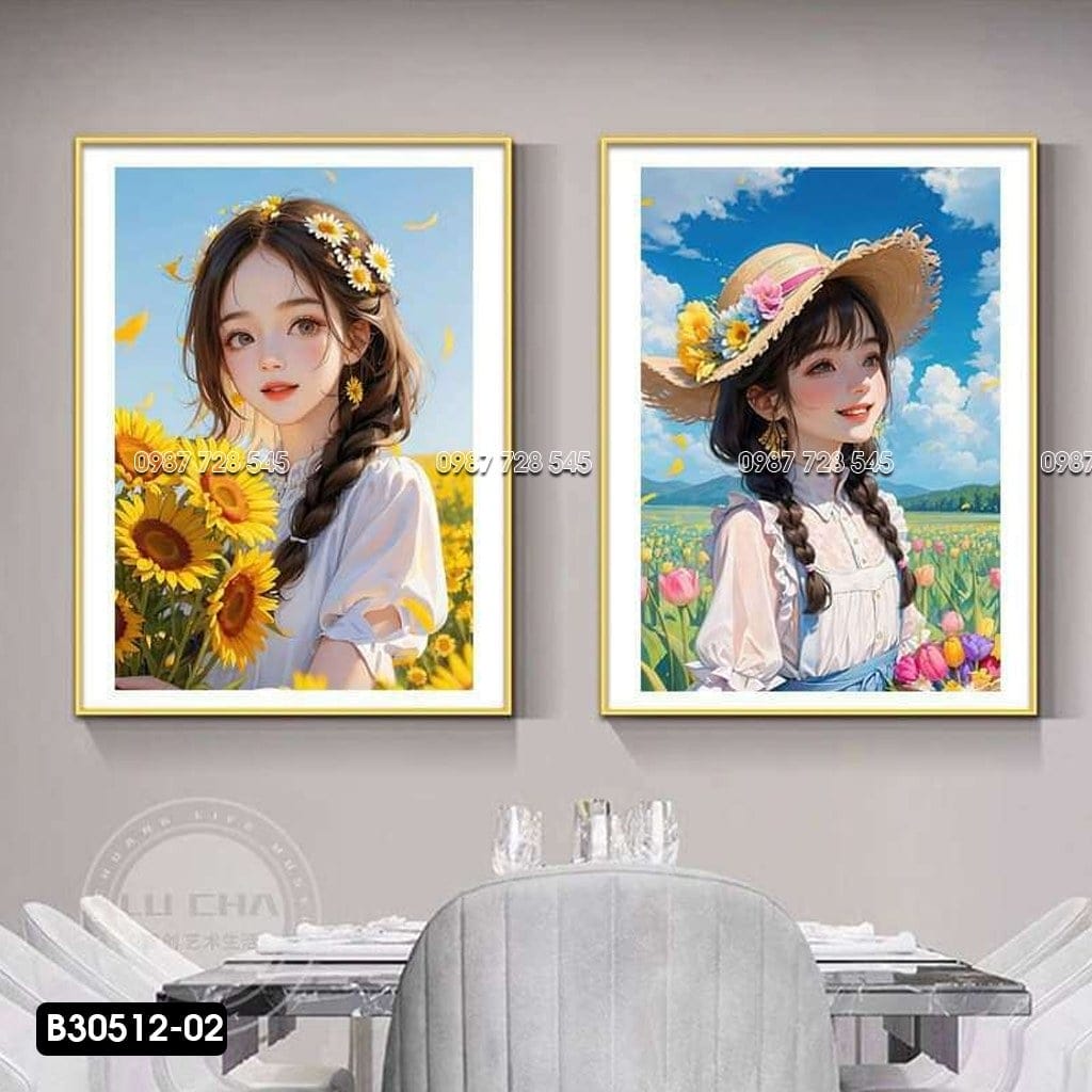 Set of 2 Decorative Paintings - B30512 - 02