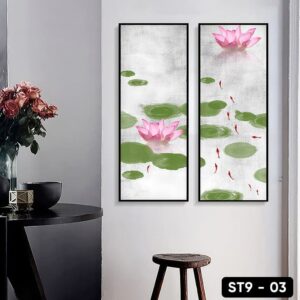 Set of 2 Lotus Flower Paintings - ST9 - 03