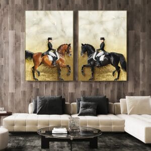 Set of 2 Horsemen Riding Paintings