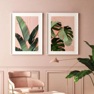 Set of 2 Tropical Leaf Paintings