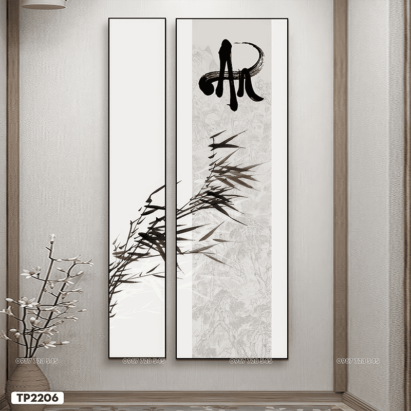 Bộ 2 Tranh Thủy Mặc Thư Pháp - TP2206
