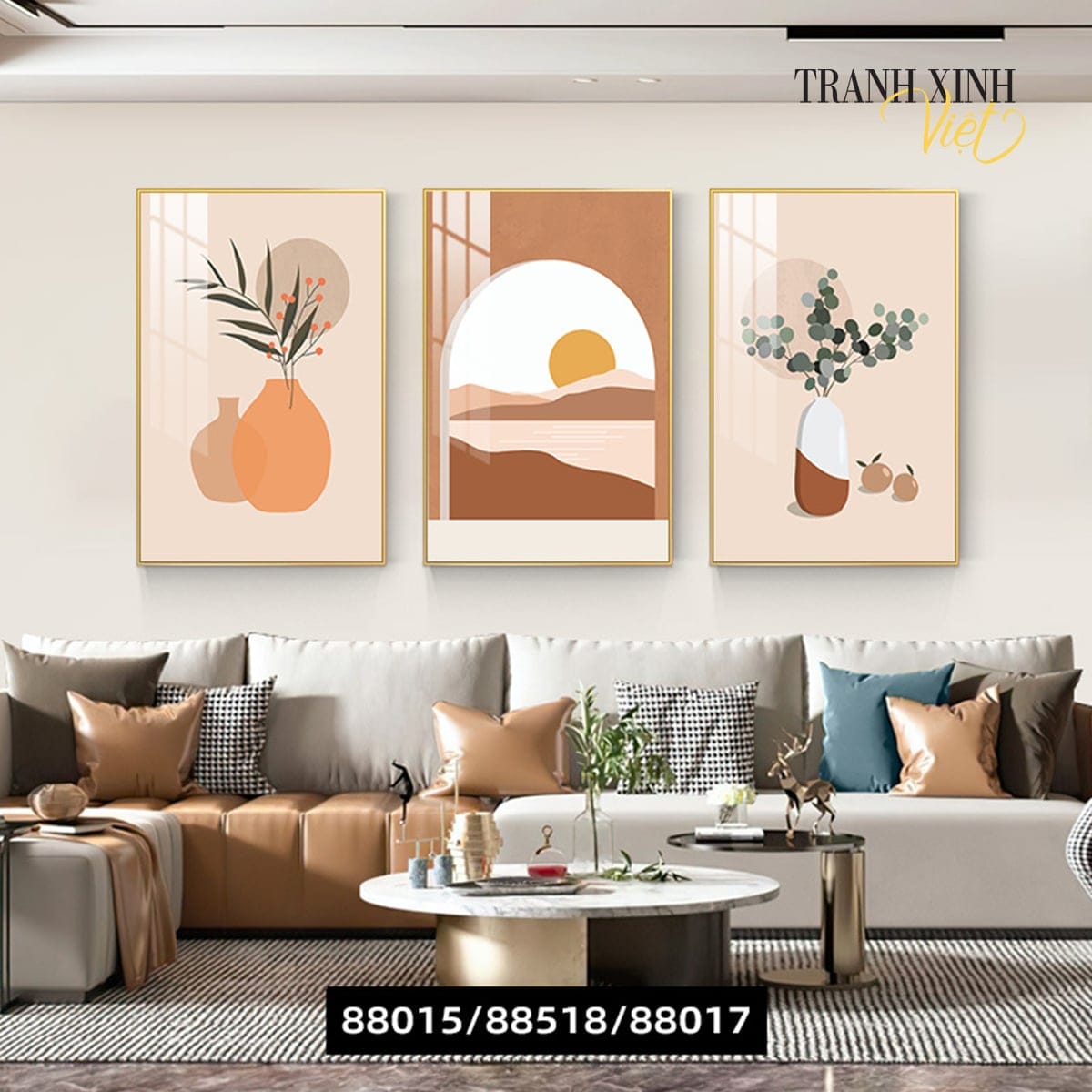Bộ 3 Bức Bình Hoa Tối Giản