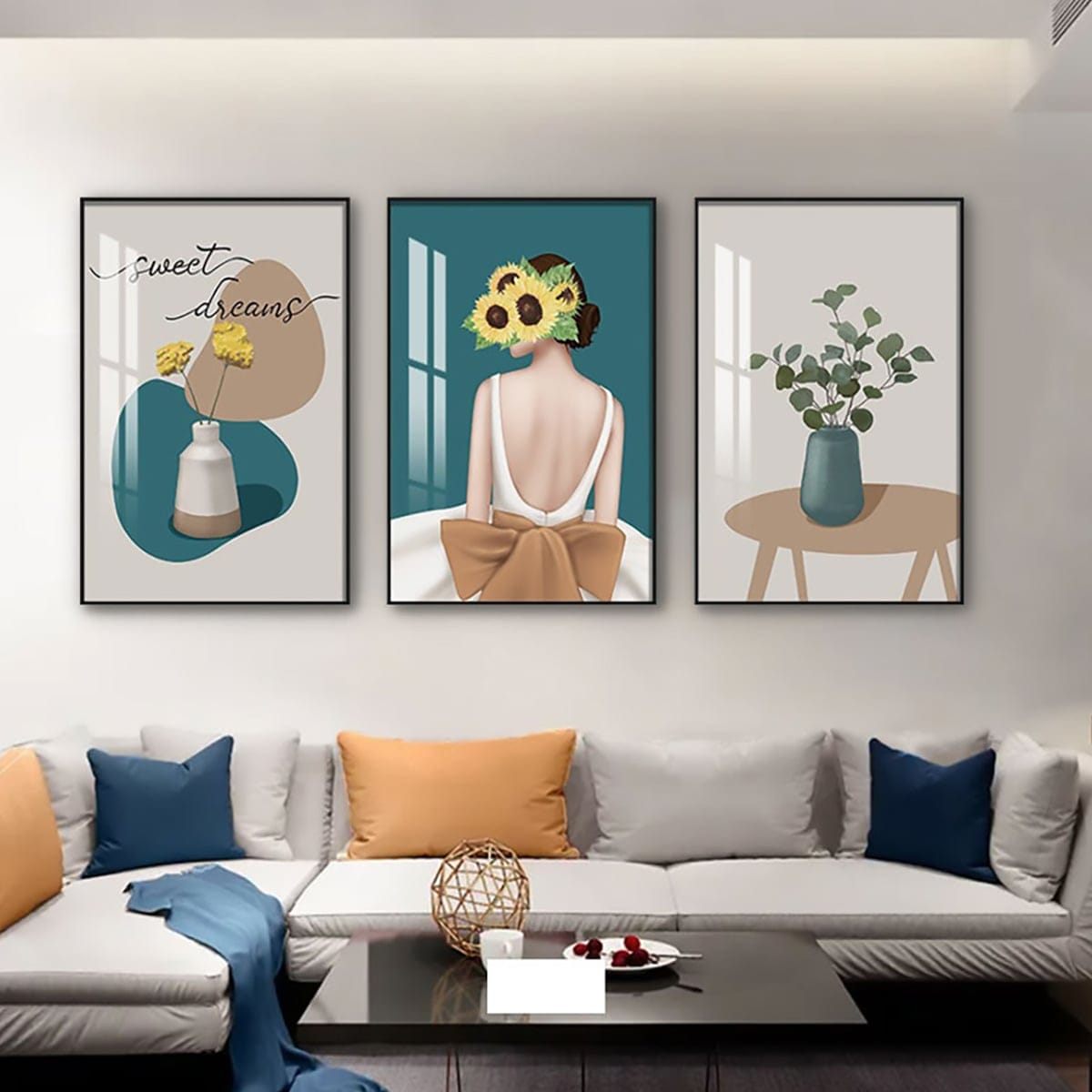 Set of 3 Blue Girl Pictures