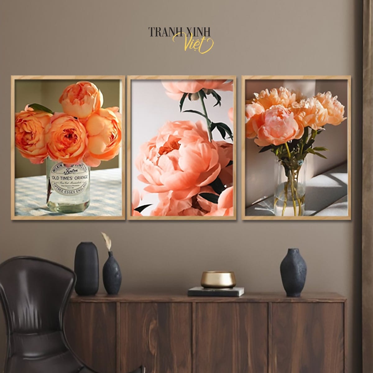 Set of 3 Peony Paintings