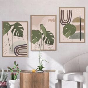 Set of 3 Minimalist Leaf Paintings