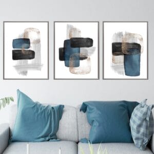 Bộ 3 Bức Trừu Tượng Xanh