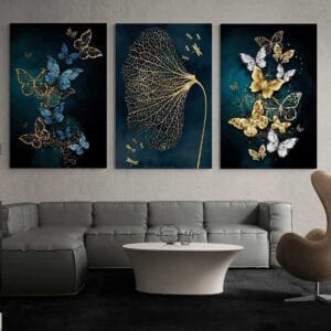 Set of 3 Metallic Blue Butterfly Wings