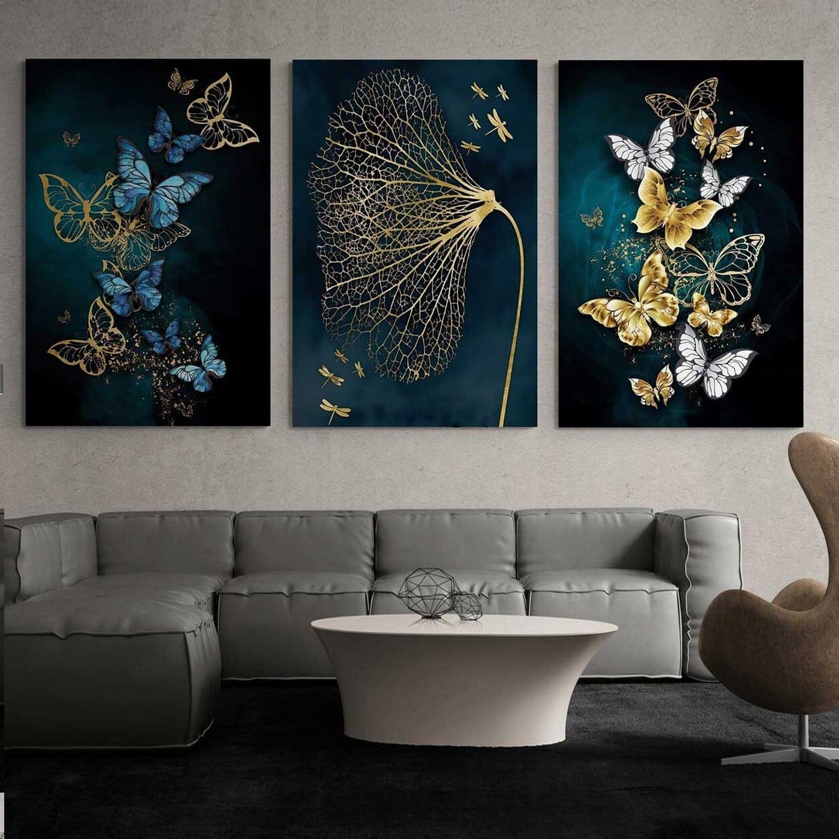 Bộ 3 Cánh Bướm Ánh Kim Xanh