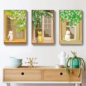 Bộ 3 Chú Mèo Bên Cửa Sổ