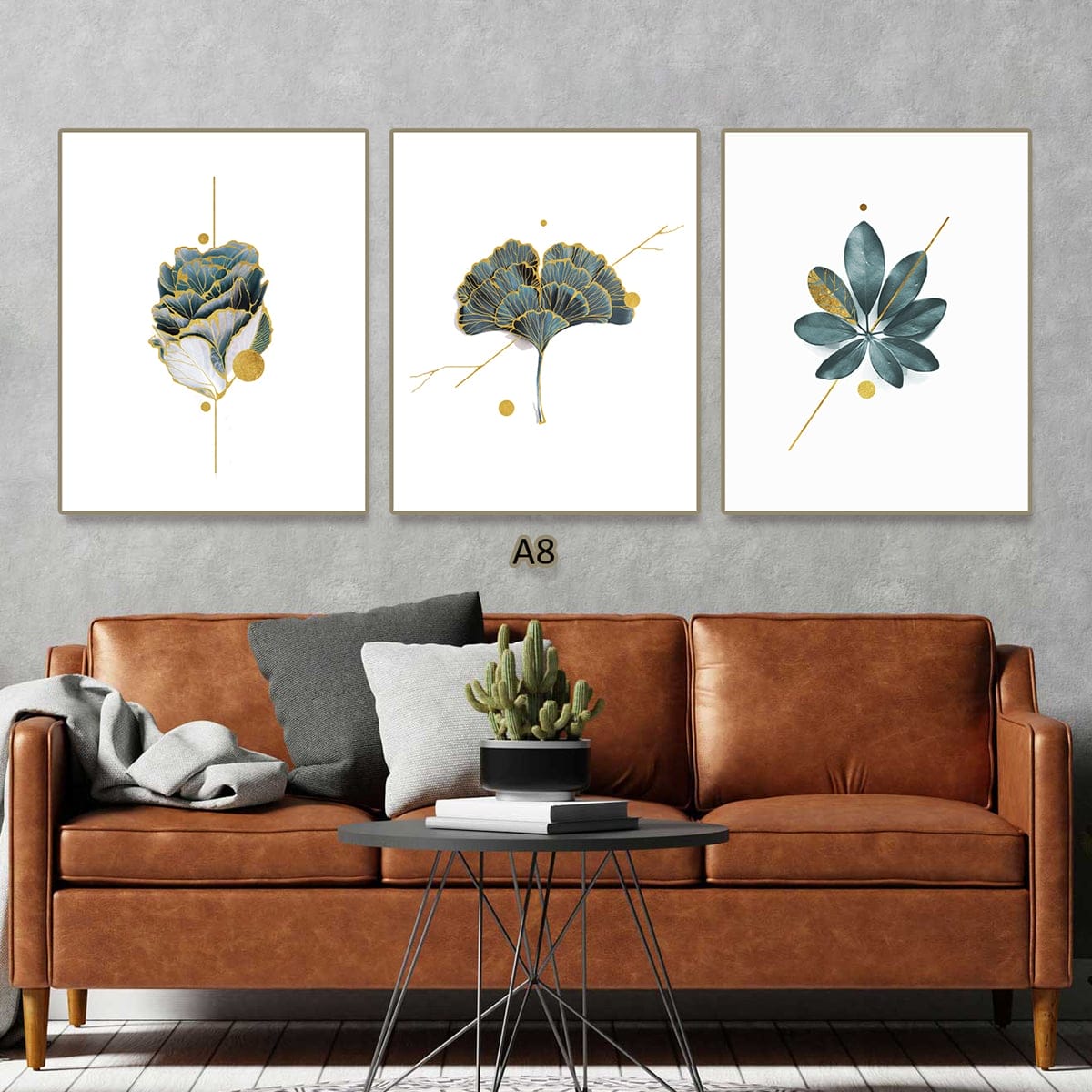 Set of 3 Gold Patterned Leaves