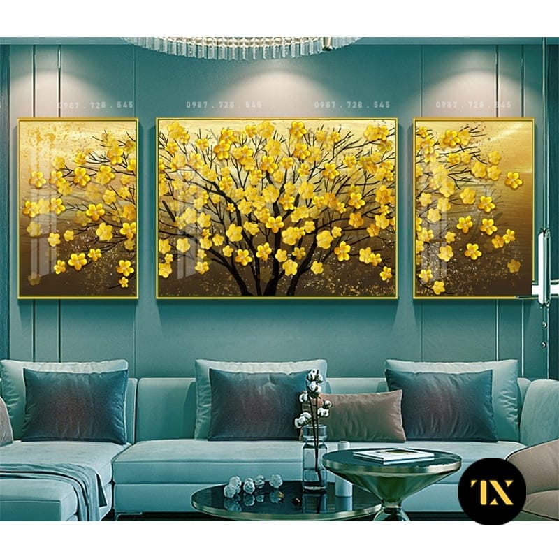 The set of 3 Yellow Apricot Blossoms