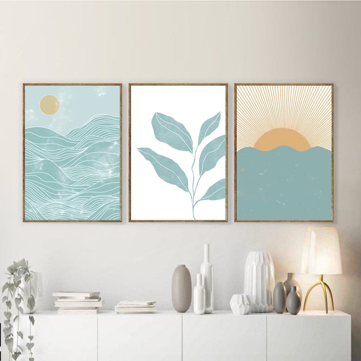 Set of 3 Paintings of the Sea and the Sun