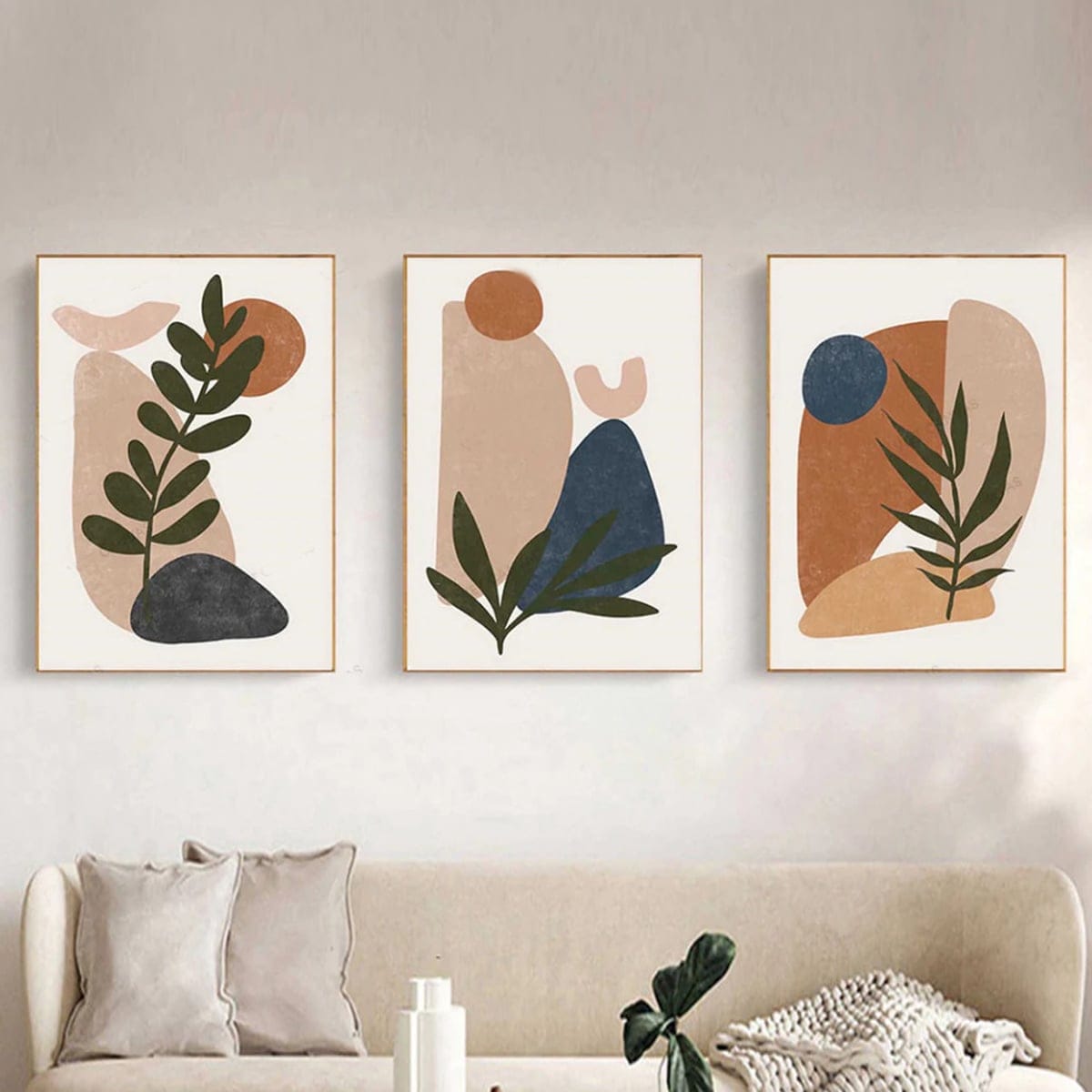 Set of 3 Minimalist Orange Paintings