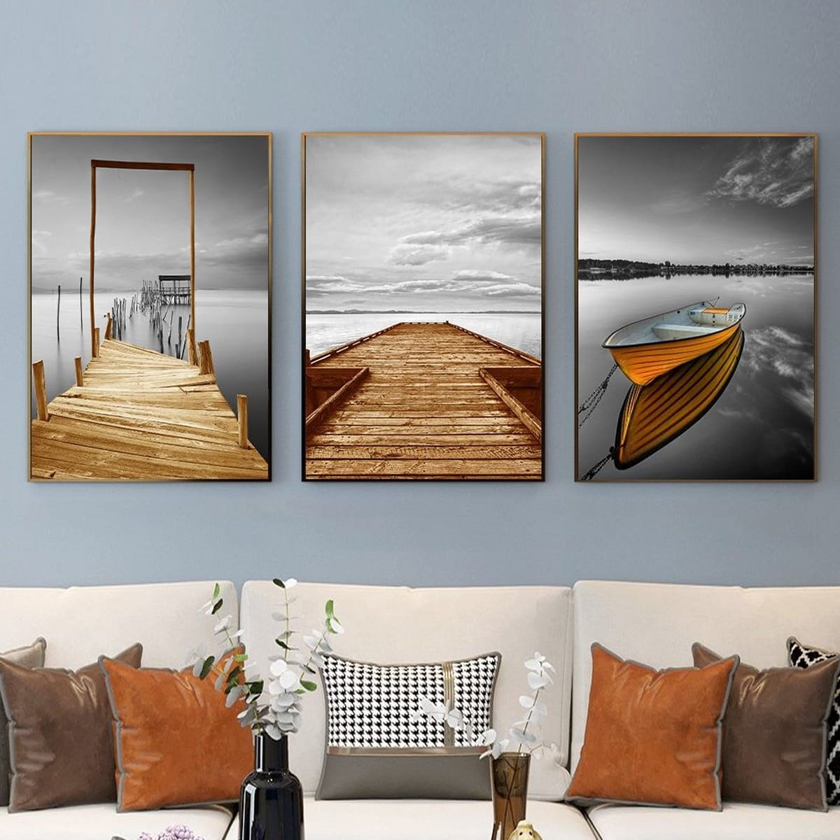 Set of 3 Paintings of Bridges and the Sea