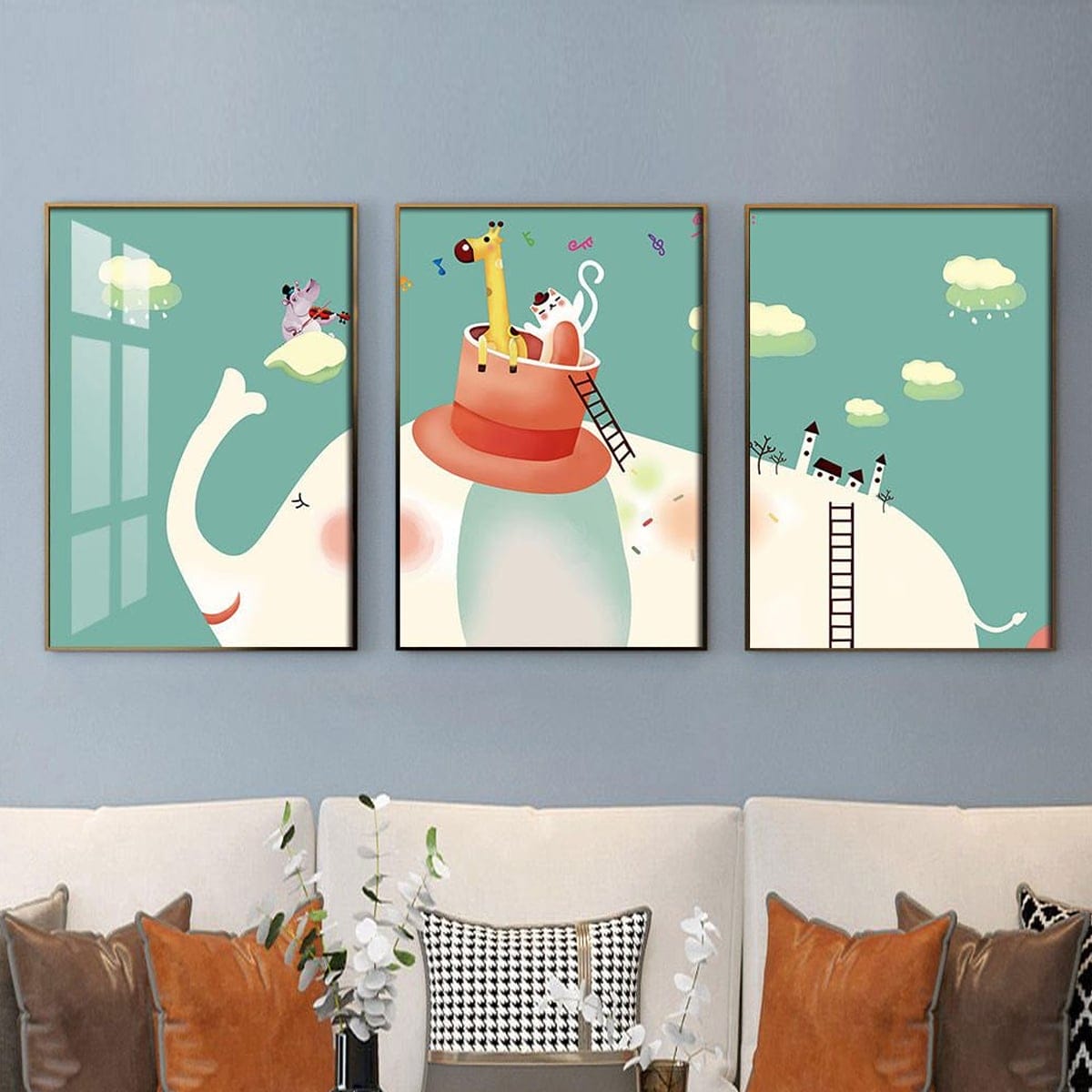Set of 3 Adorable Elephant Paintings