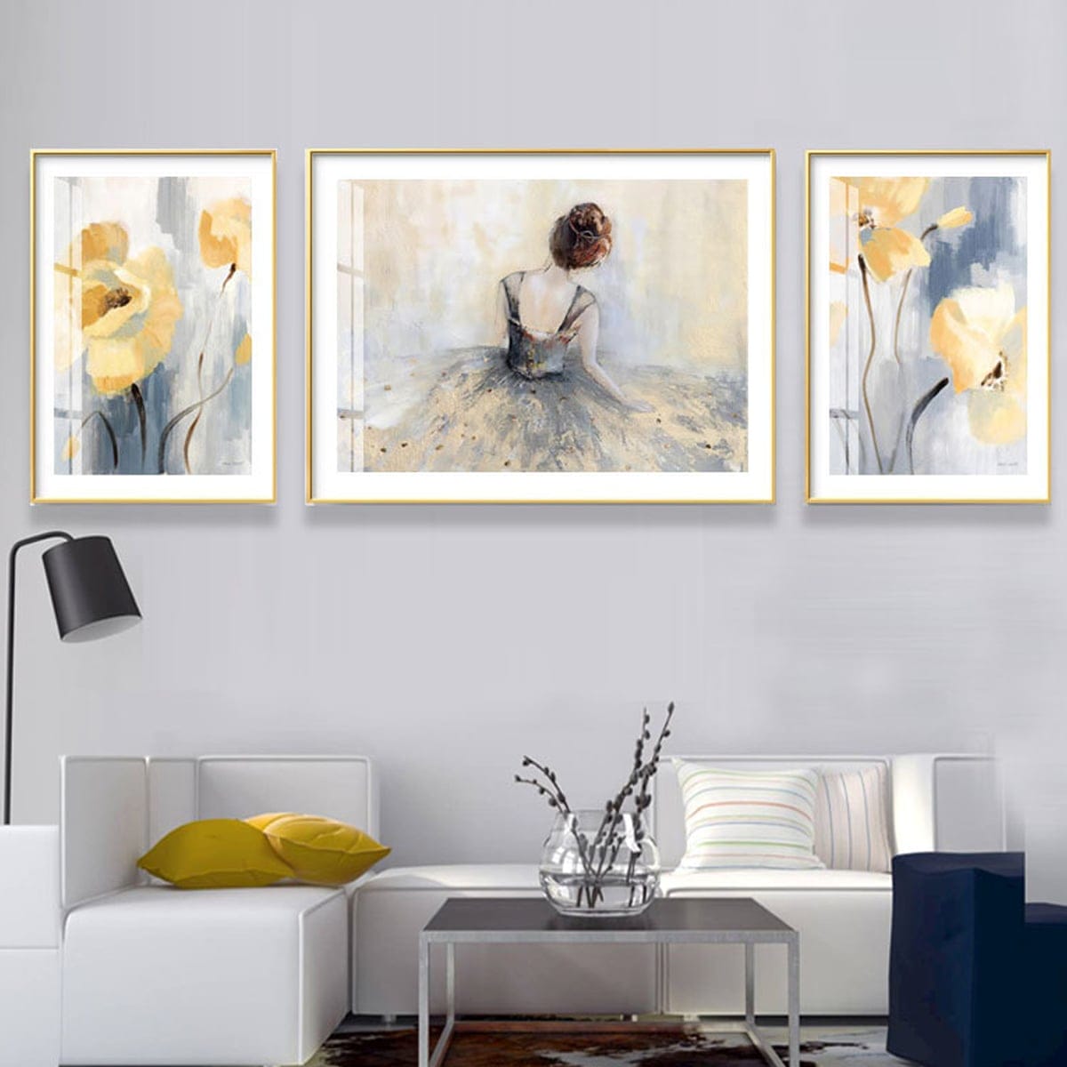 Bộ 3 Tranh Cô Gái Và Hoa