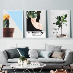 Set of 3 Paintings: Girl and Leaves