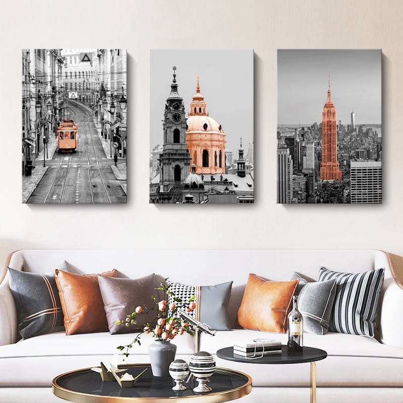 Bộ 3 Tranh Đen Cam - Ảnh 3