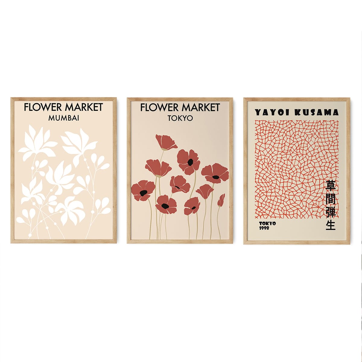 Set of 3 Flower Market Paintings
