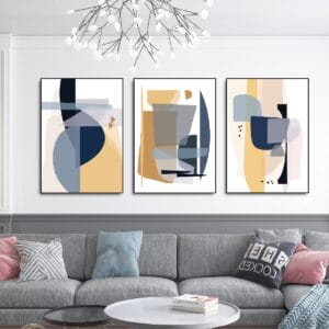 Set of 3 Abstract Geometric Paintings