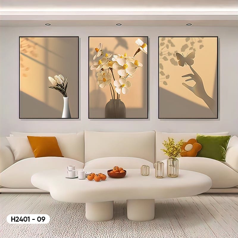 Set of 3 Flower Paintings - H2401 - 09