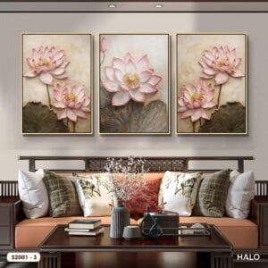 Set of 3 Lotus Flower Paintings - S2001