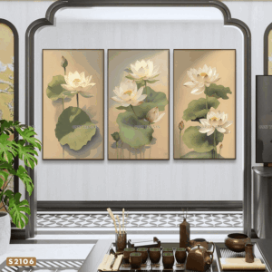 Set of 3 Lotus Flower Paintings - S2106