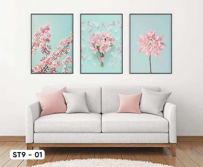 Set of 3 Flower Paintings - ST9 - 01