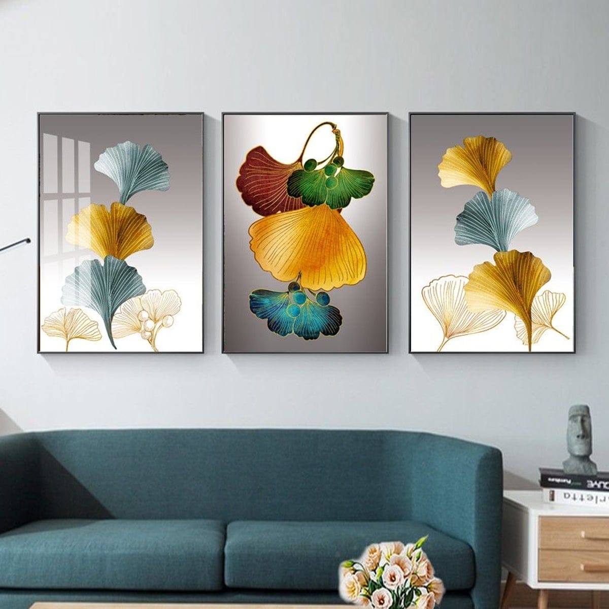 Set of 3 Ginkgo Leaf Paintings