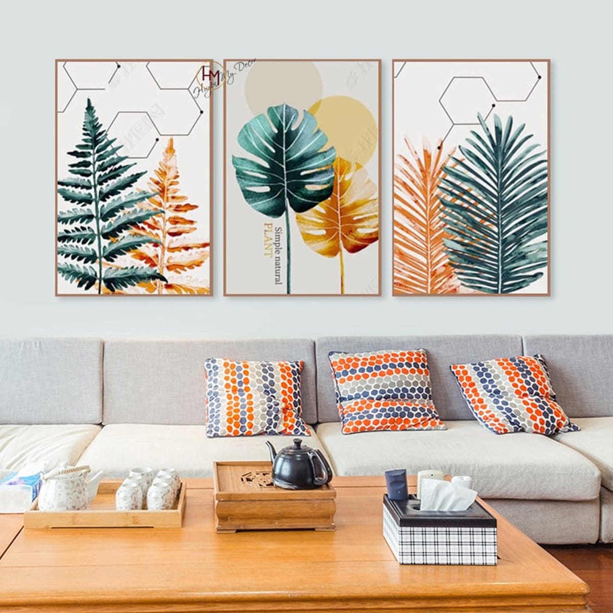 Set of 3 Fern Leaf Paintings