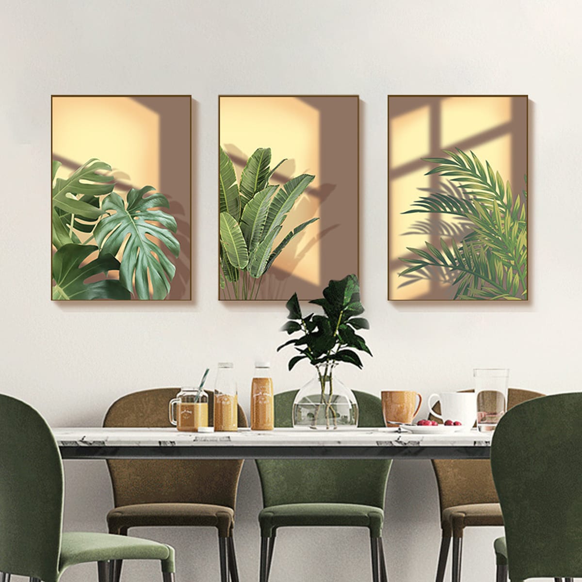 Bộ 3 Tranh Lá Và Nắng