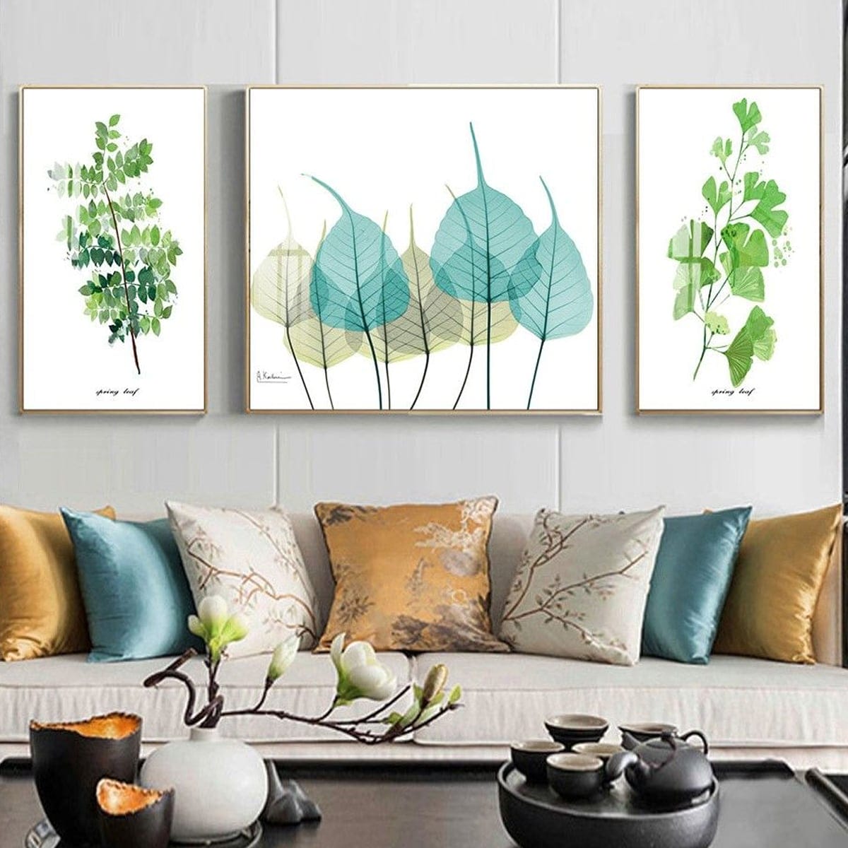 Bộ 3 Tranh Lá Xanh