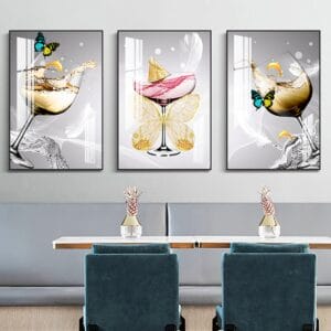 Set of 3 Wine Glass Paintings