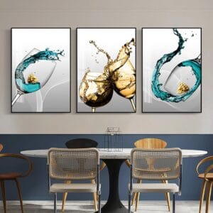Set of 3 Abstract Wine Glass Paintings