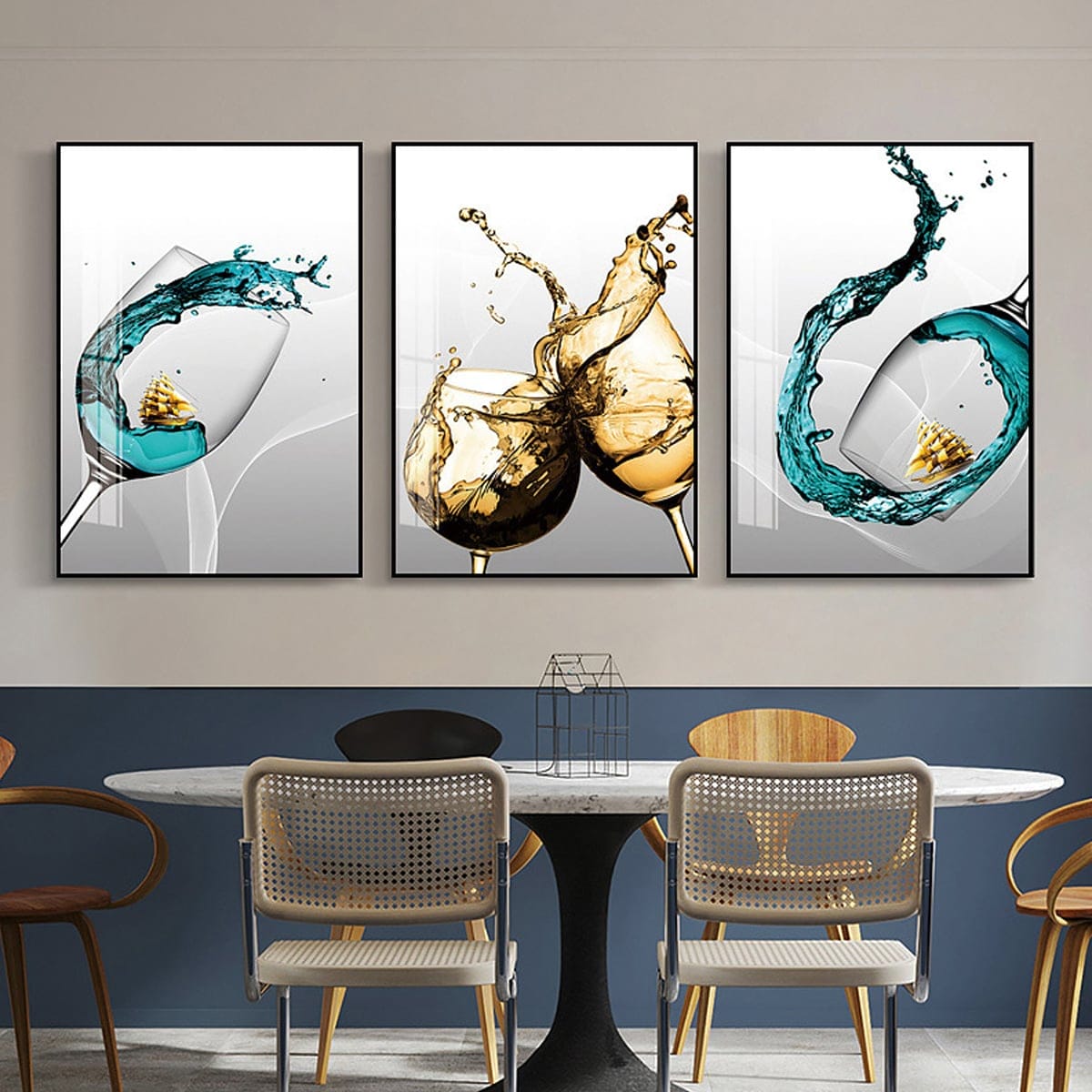 Set of 3 Abstract Wine Glass Paintings