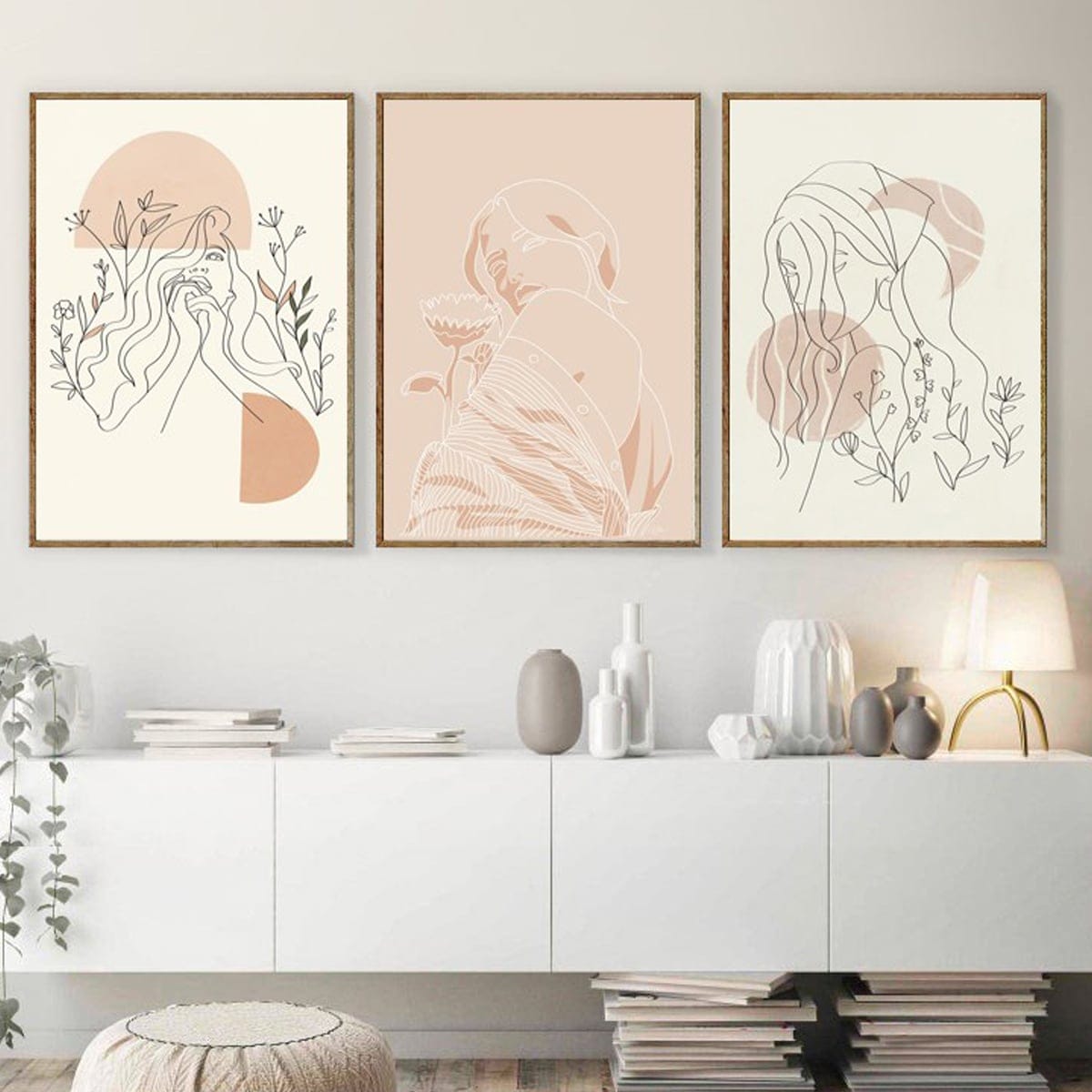 Bộ 3 Tranh Nét Tối Giản