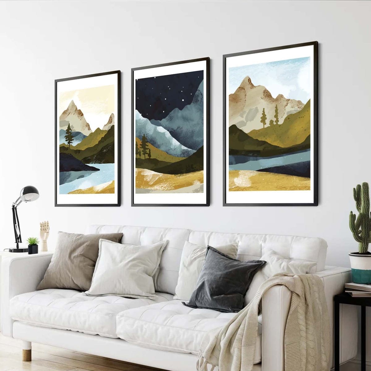 Set of 3 Paintings of Mountains