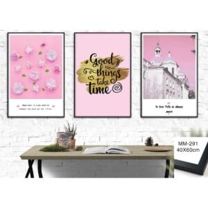 Bộ 3 Tranh Sắc Hồng