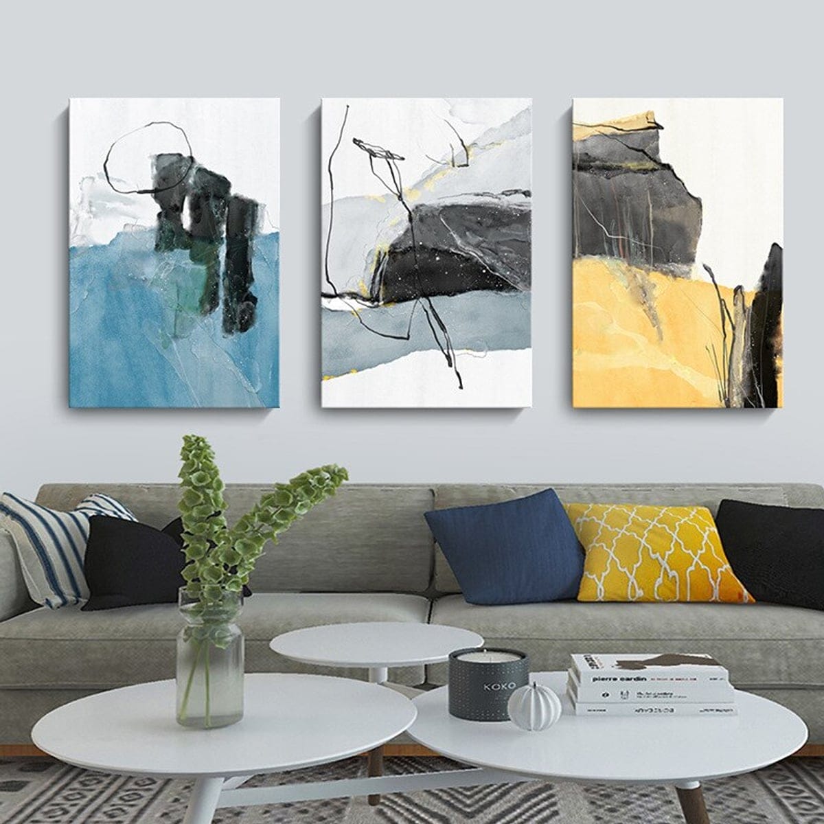Set of 3 Minimalist Abstract Paintings