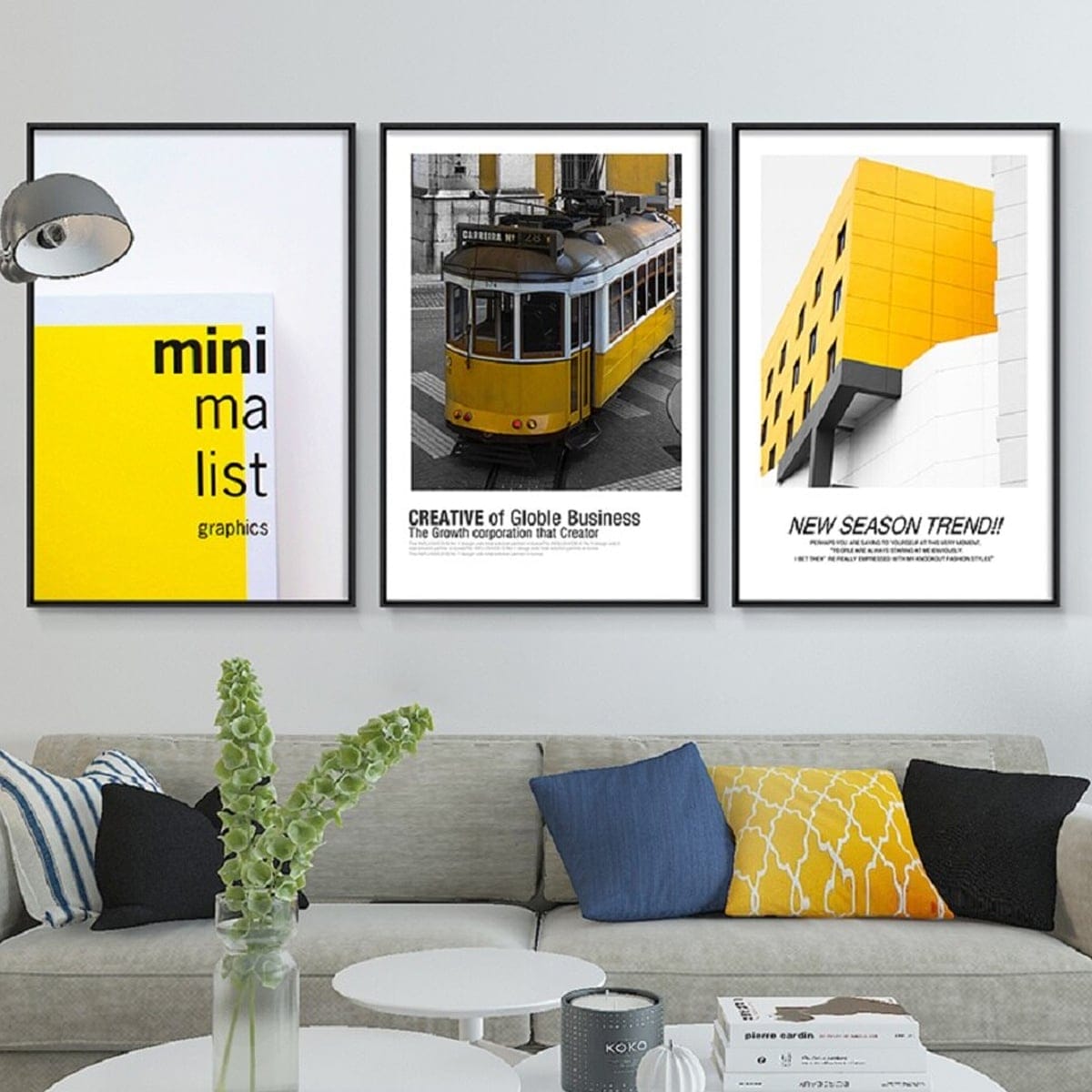 Bộ 3 Tranh Vàng Đen Minimalist