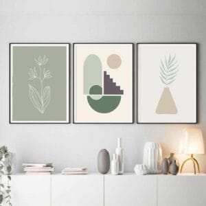 Set of 3 Pastel Blue Paintings
