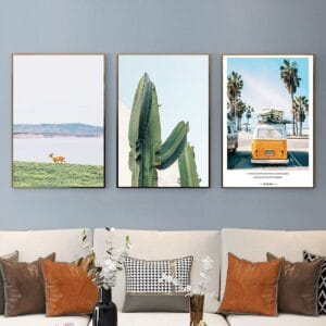Set of 3 Cactus and Landscape Paintings