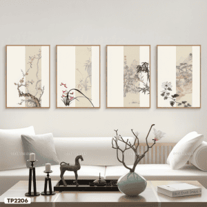 Bộ 4 Tranh Thủy Mặc Thư Pháp - TP2206