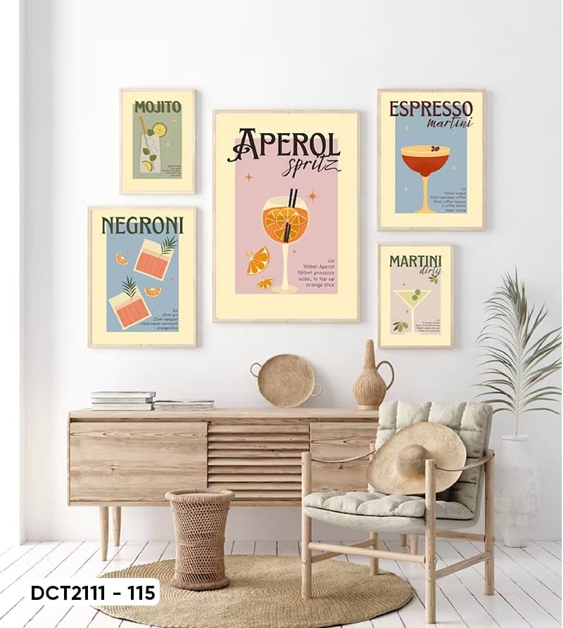 Set of 5 Coffee Decor Paintings - DCT2111 - 115