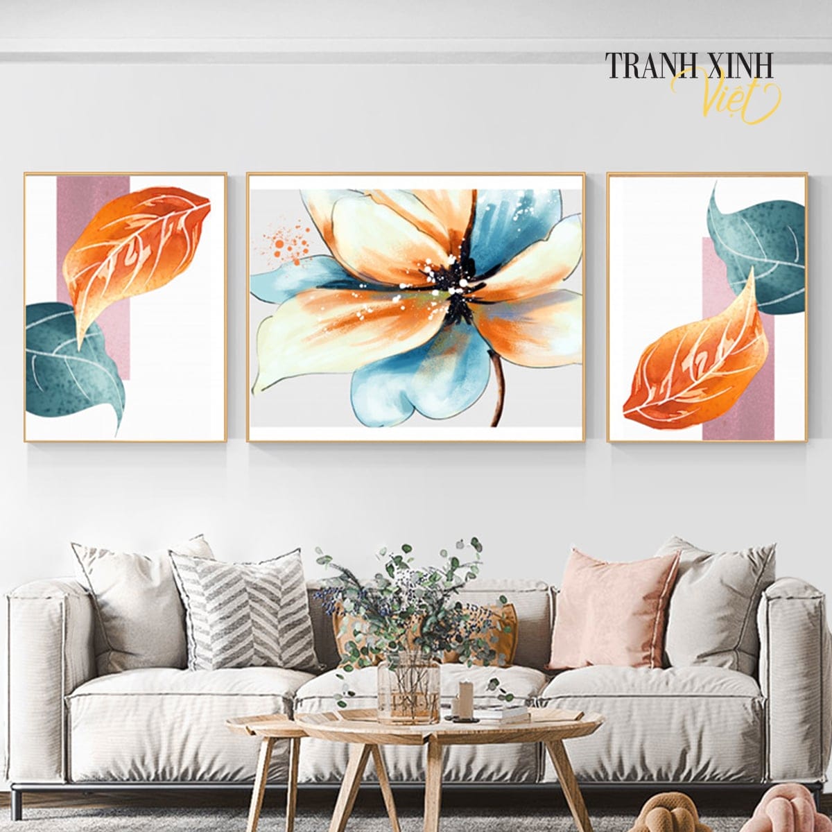 Blue and Orange Flower Painting Set
