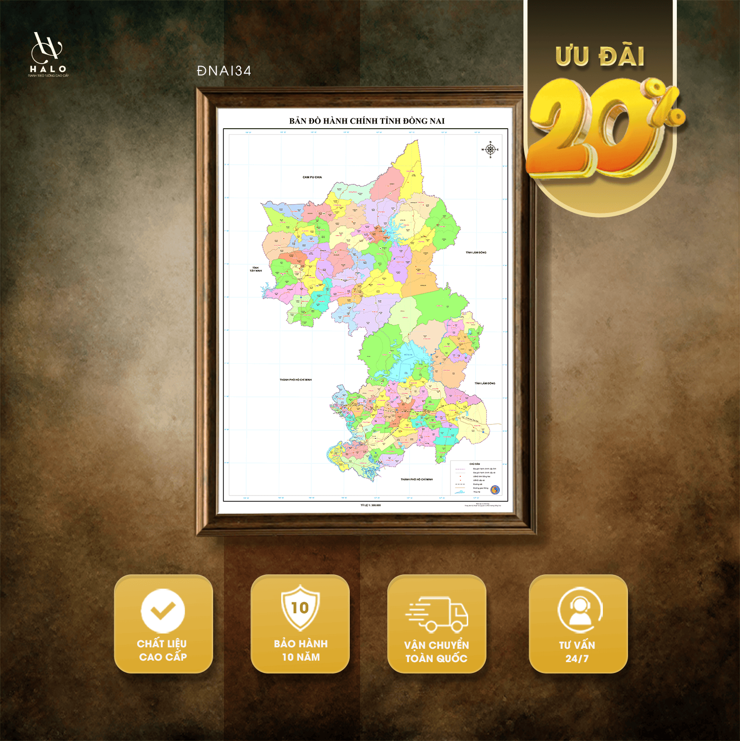 Latest Administrative Map of Dong Nai Province - DNAI34