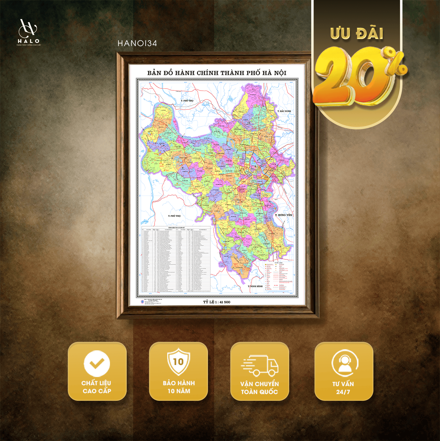 Latest Administrative Map of Hanoi City - HANOI34