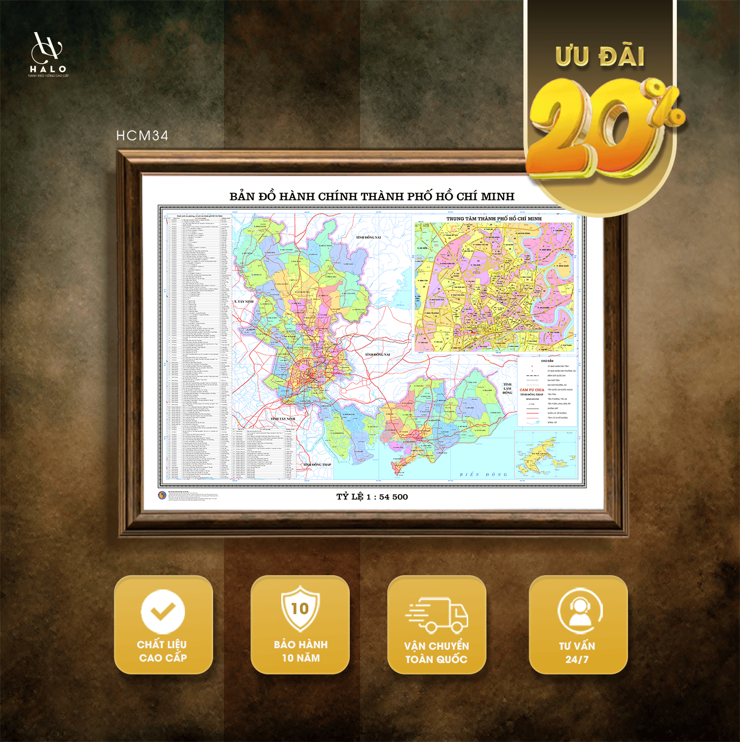 Latest Administrative Map of Ho Chi Minh City - HCM34